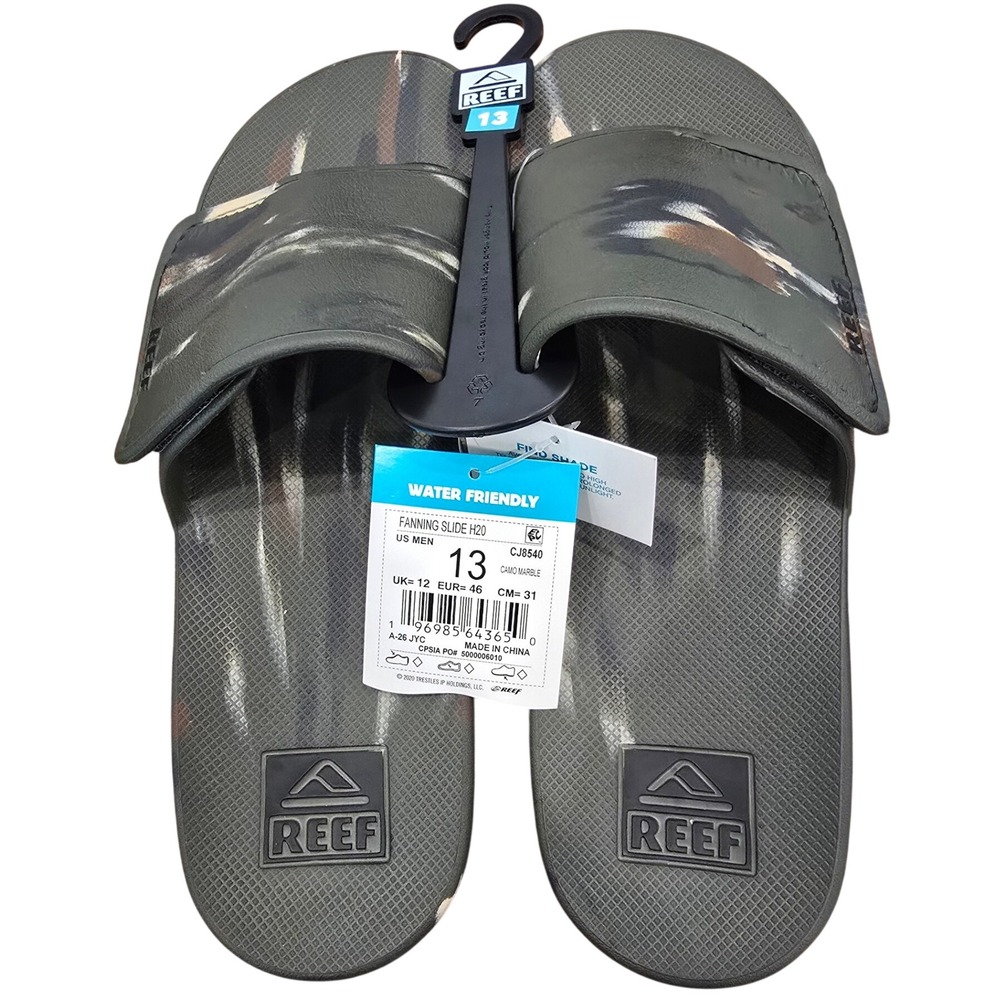 Reef Fanning Slide H20 Mens 13 Camo Marble Water Friendly Sandals CJ8540